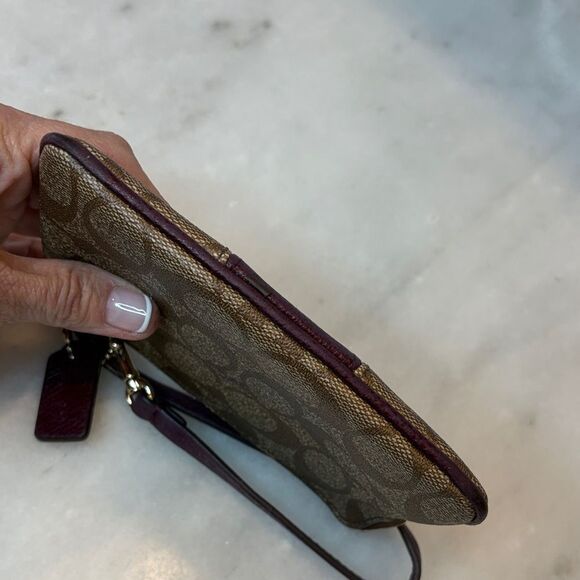 Coach Wristlet Bag Purse signature logo coated canvas striped wristlet - Picture 8 of 15